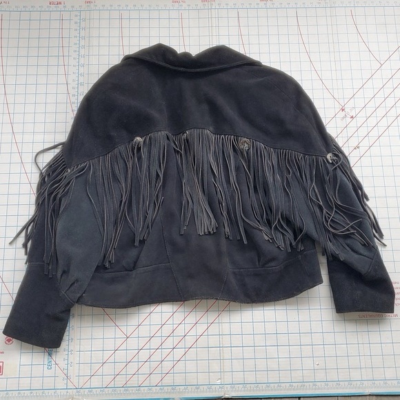 Black Vintage Suede Fringe Yearbook Jacket size Medium!! - Picture 7 of 11